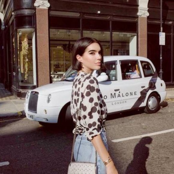 Who What Wear Tie Waist Black/White Polka Dot Blouse Top - Picture 2 of 9